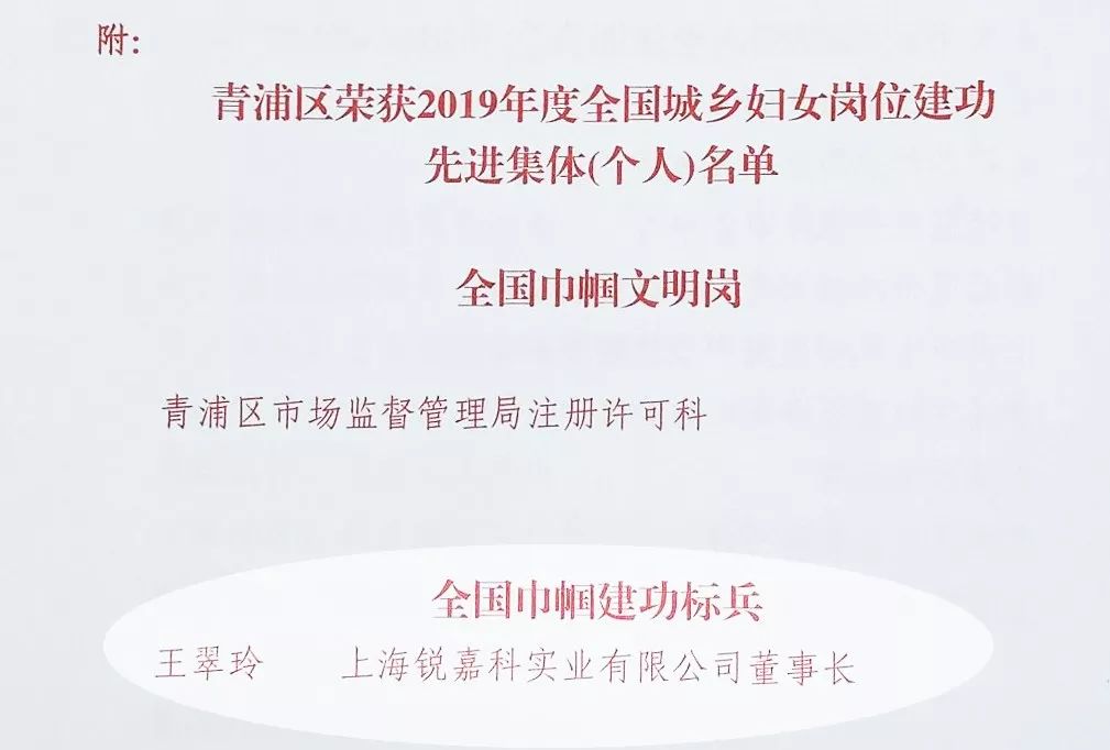 全国巾帼建功标兵——王翠玲
